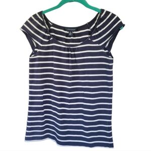 TOMMY HILFIGER Women's Cap Sleeve Cotton Striped Nautical‎ Coastal Top Sz S Blue